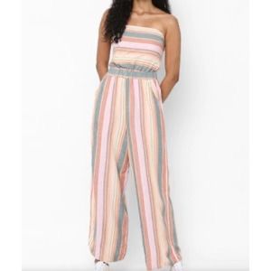 COPY - American Eagle Pink Stripes Strapless Jumpsuit